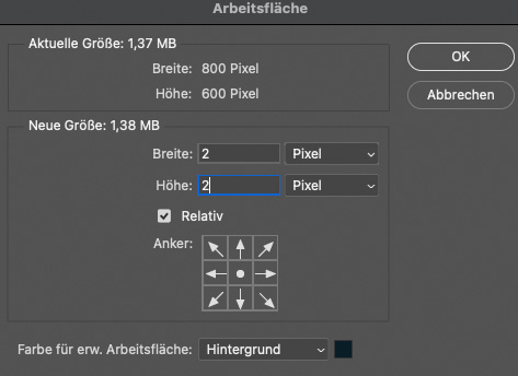 Arbeitsfläche erweitern